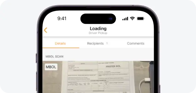Pickup confirmation displayed on the phone